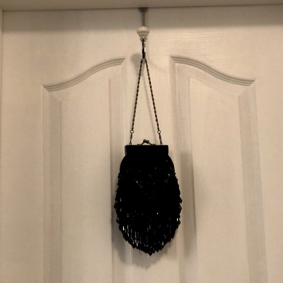 pinkStix Small Black Beaded Evening Bag, Wristlet, Unique,  7”x 5” approx - Picture 3 of 7